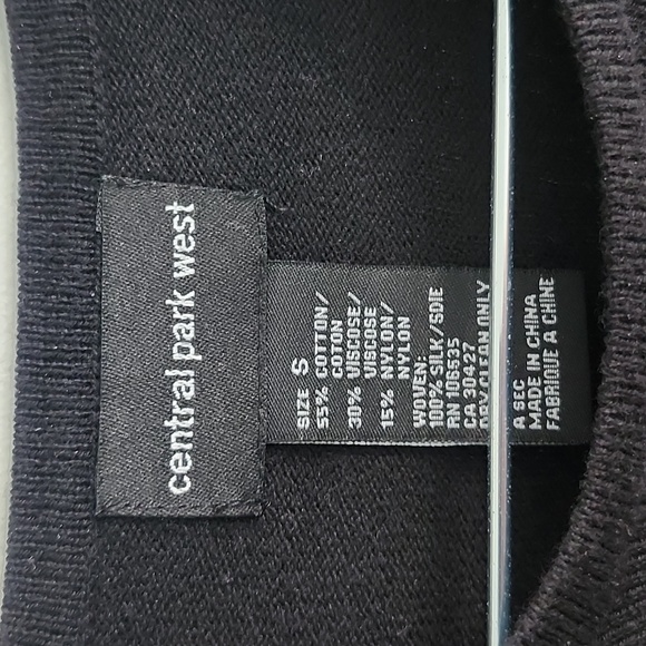 NWOT Silk Sleeve Knit Top Sz Small By Central Park West - Picture 2 of 5